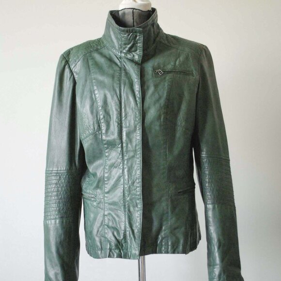 Forest Green Danier Leather Jacket - Picture 1 of 10